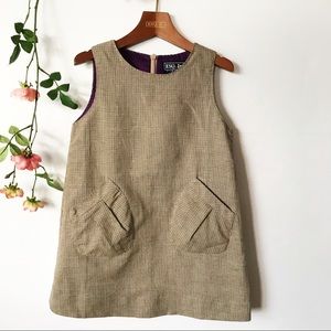 Girls Tweed linen Pinafore dress sleeveless dress
